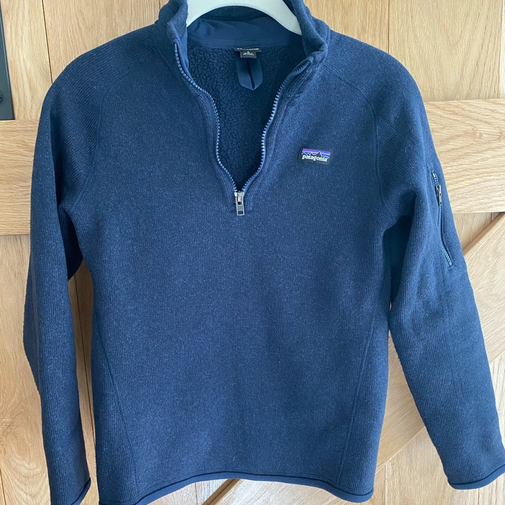 Patagonia Better Sweater kids 1/4 zip pullover jacket. Navy blue, size 12.